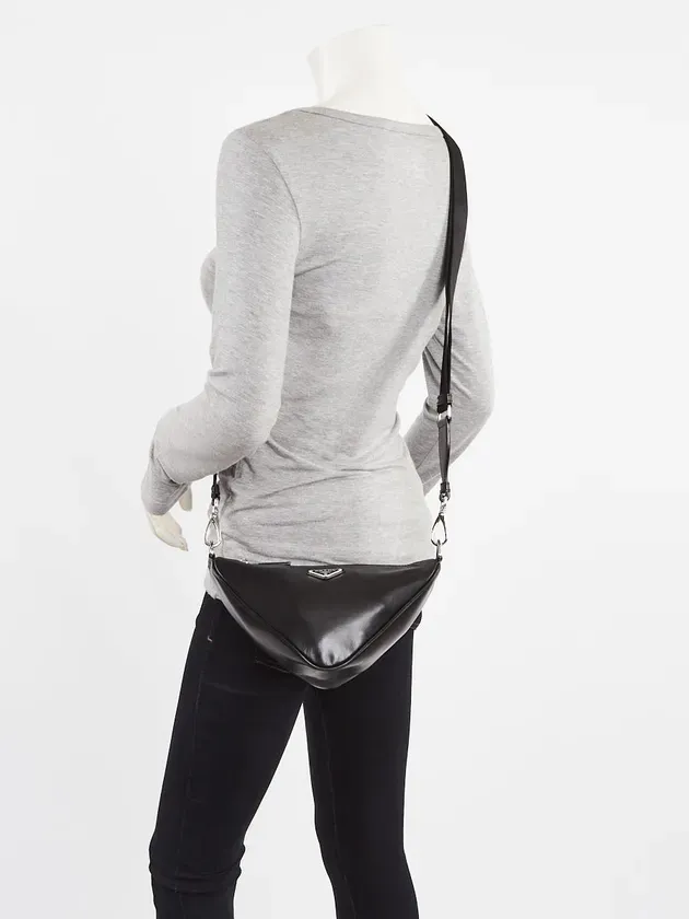 Triangle Logo Zip Crossbody Bag Soft Leather Small