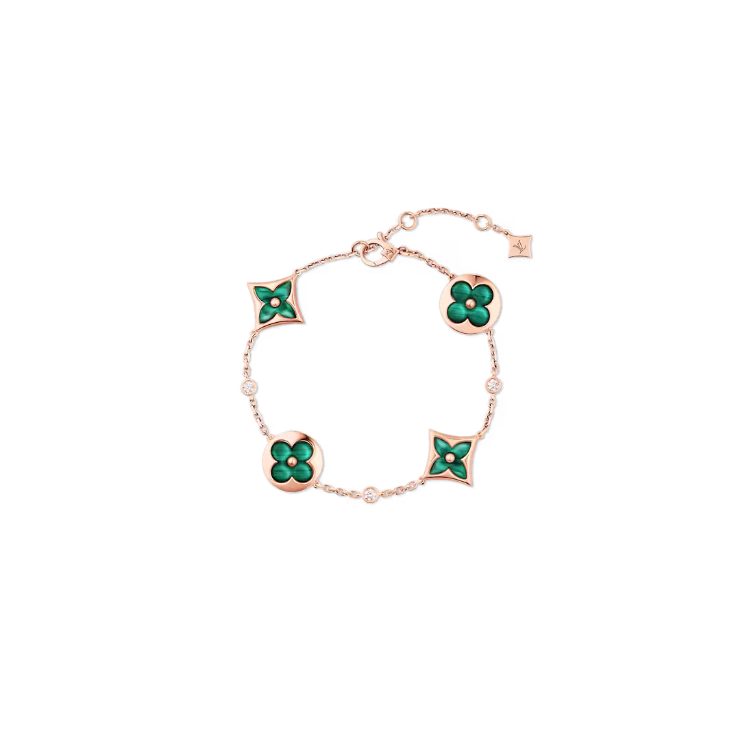Color Blossom Bb Multi-Motif Bracelet, Pink Gold, Malachite And Diamonds