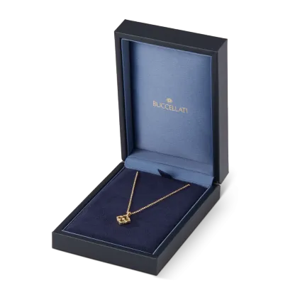 OPERA TULLE GOLD PENDANT WITH GREEN ENAMEL BACKGROUND AND LOGO