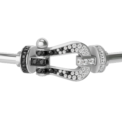 FORCE 10 BRACELET 18K WHITE GOLD AND BLACK AND WHITE DIAMONDS LARGE MODEL