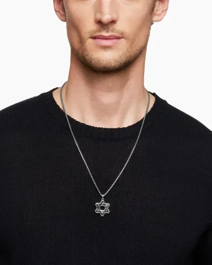 Pavé Star of David Pendant Sterling Silver with Black Diamonds