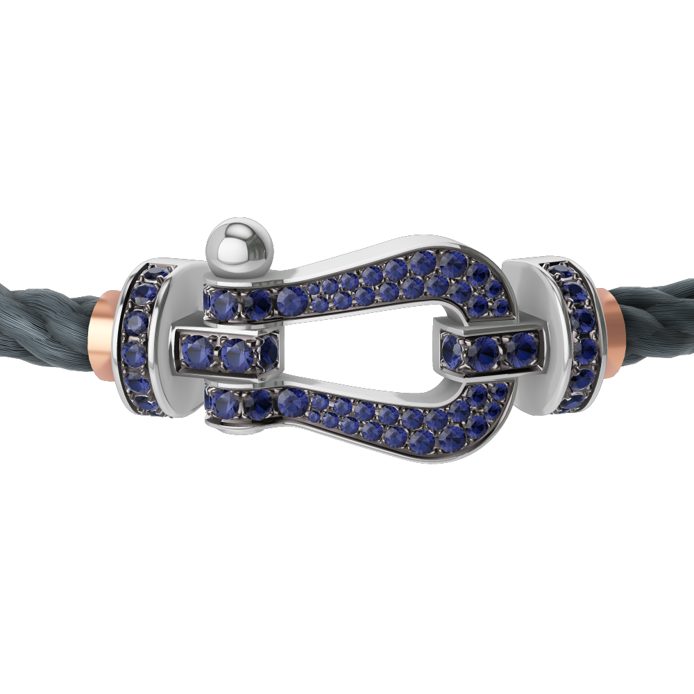 FORCE 10 BRACELET 18K WHITE GOLD AND BLUE SAPPHIRES LARGE MODEL