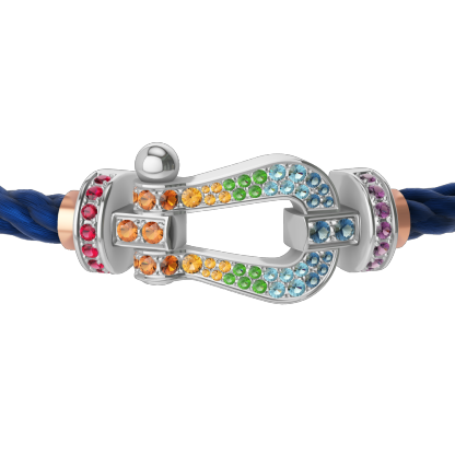 FORCE 10 BRACELET 18K WHITE GOLD AND COLORED STONES LARGE MODEL