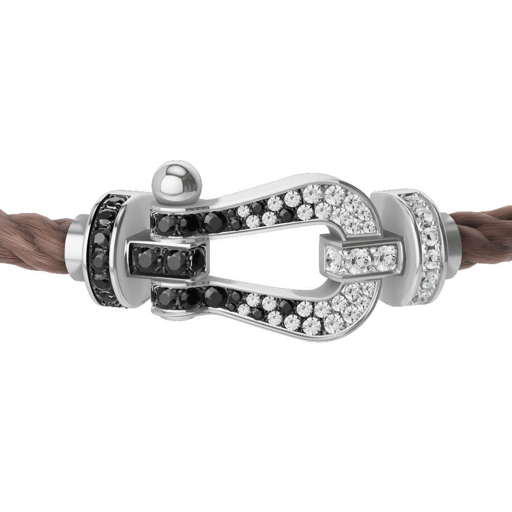FORCE 10 BRACELET 18K WHITE GOLD AND BLACK AND WHITE DIAMONDS LARGE MODEL