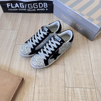Deluxe Brand Black/Silver Glitter Superstar Sneakers