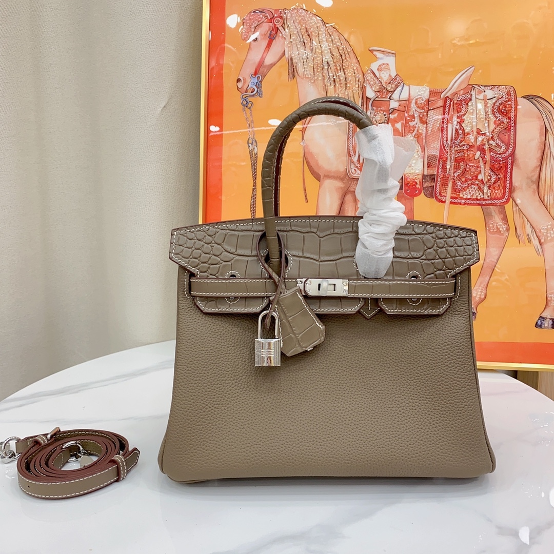 Herthtmes Togo Matte Alligator Birkin Touch 25/30 Gold