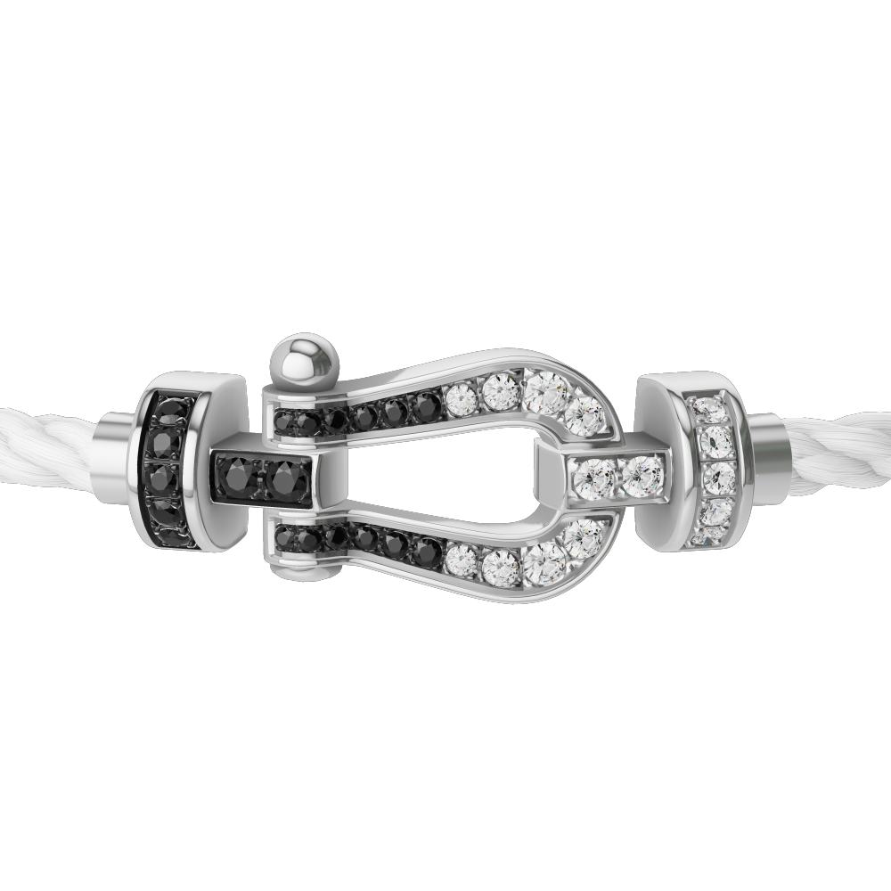 FORCE 10 BRACELET 18K WHITE GOLD AND BLACK AND WHITE DIAMONDS MEDIUM MODEL