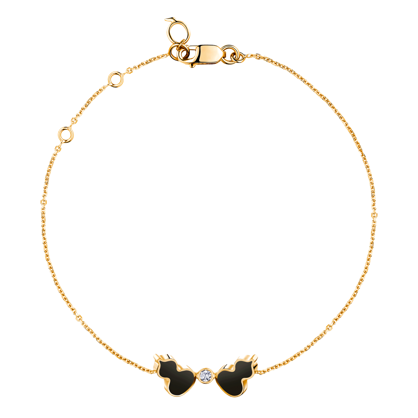 Wulu bracelet in 18K yellow gold with diamond and black HyCeram®