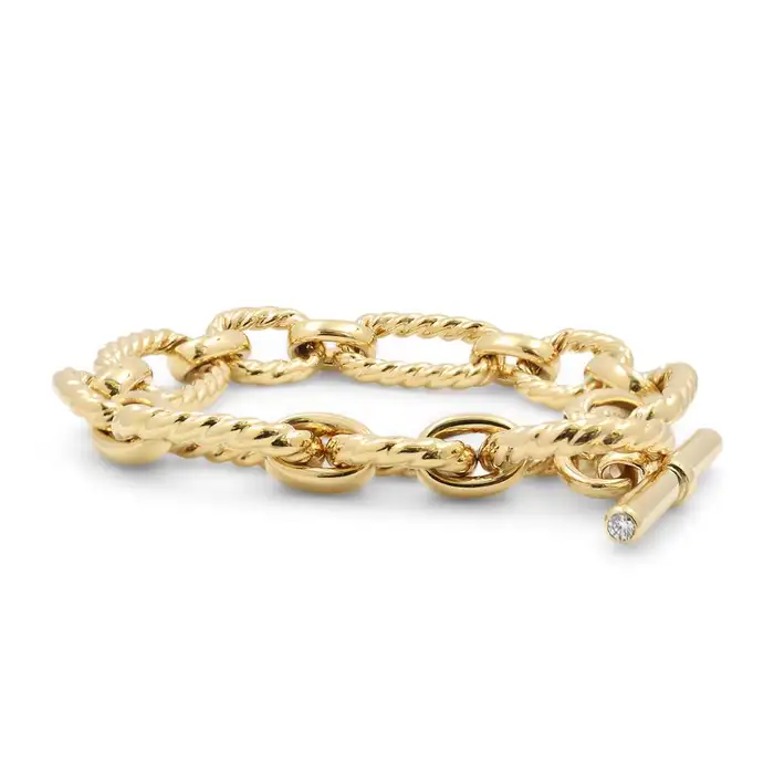 Dathtvid Yurthtman Yellow Gold and Diamond Cushion Link Bracelet
