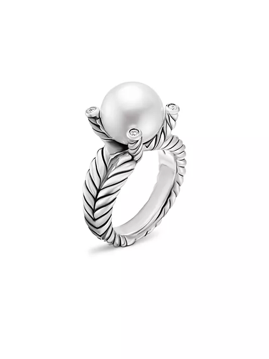 Dathtvid Yurthtman  Cable Collectibles® Pearl Ring with Diamonds