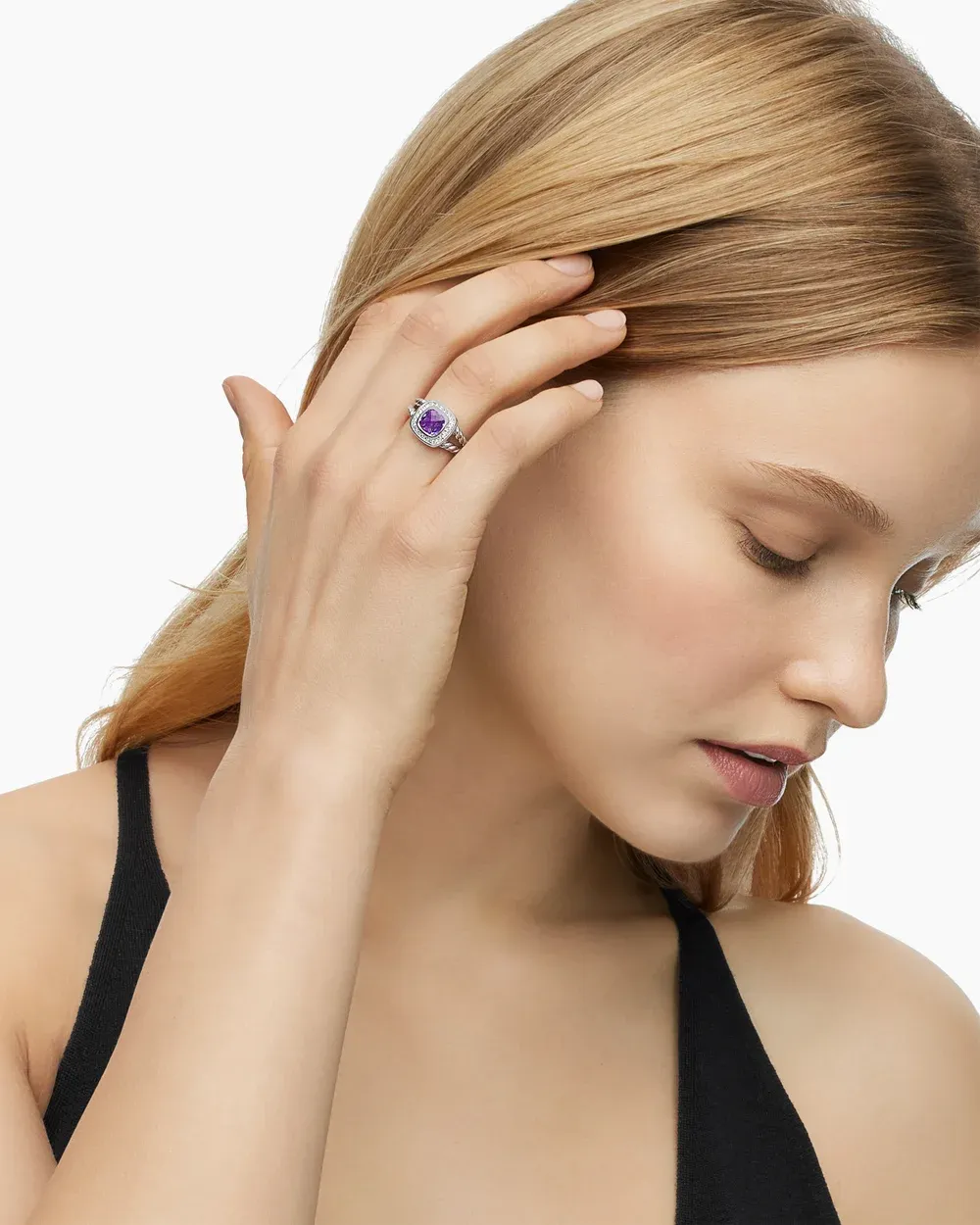 Petite Albion® Ring Sterling Silver with Amethyst and Diamonds