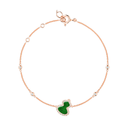 Petite Wulu bracelet in 18K rose gold with diamonds and jade