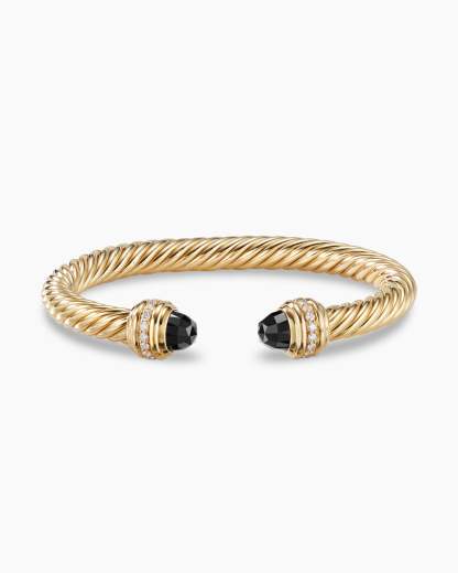 Classic Cablespira庐 Bracelet 18K Yellow Gold with Black Onyx and Diamonds, 7mm