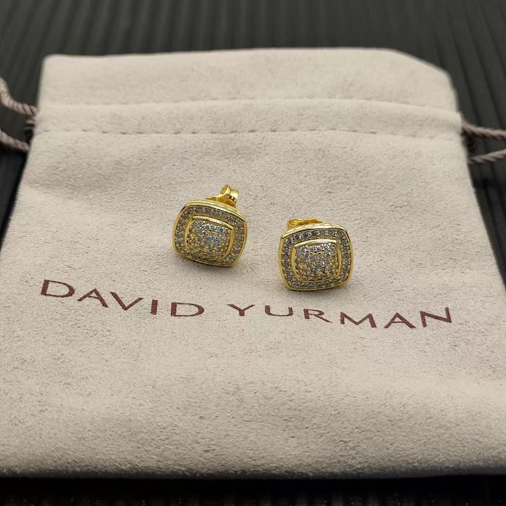 Albion® Stud Earrings Sterling 18K Yellow Gold with Pavé Diamonds, 7mm