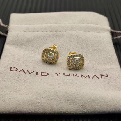 Albion® Stud Earrings Sterling 18K Yellow Gold with Pavé Diamonds, 7mm