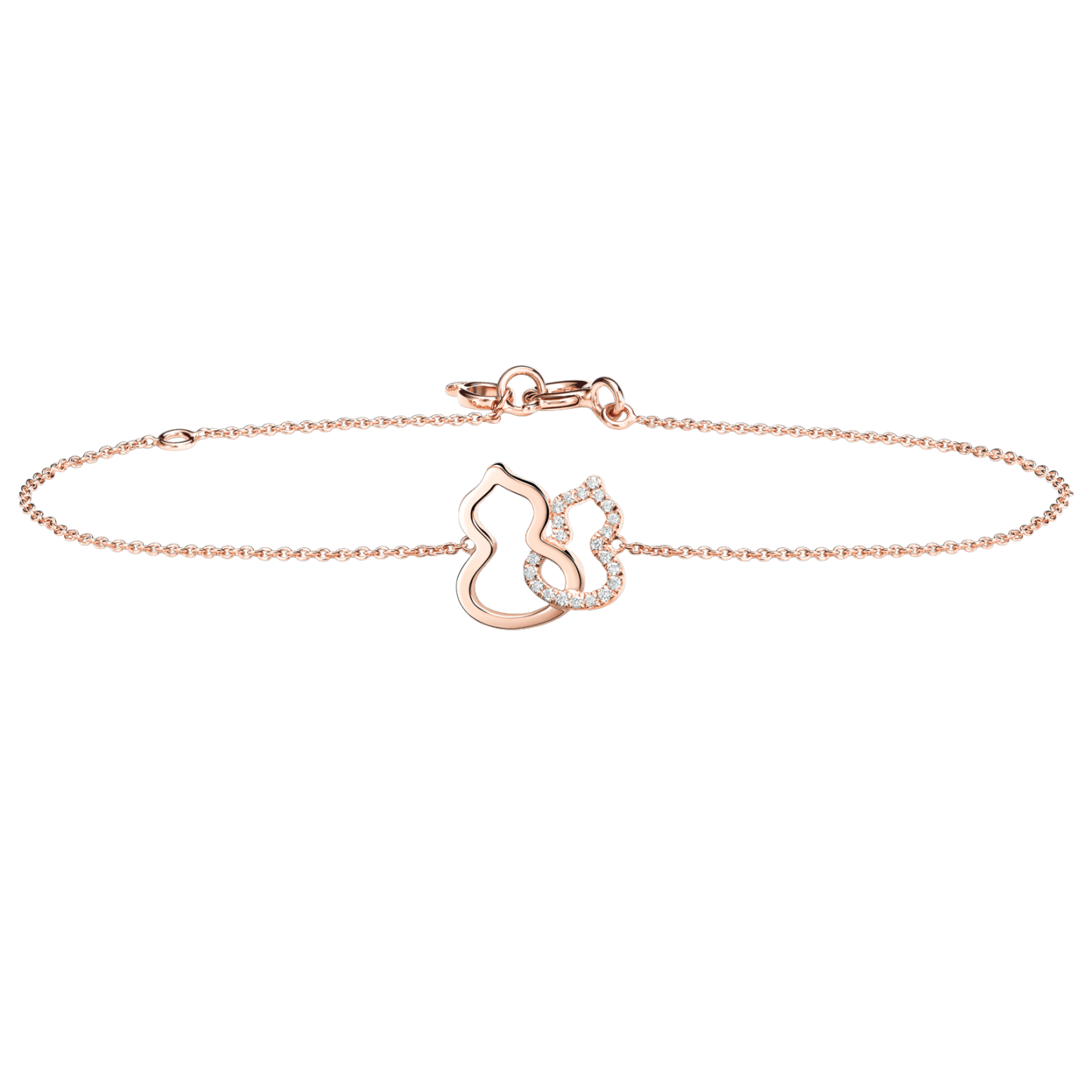 Petite Double Wulu bracelet in 18K rose gold with diamonds