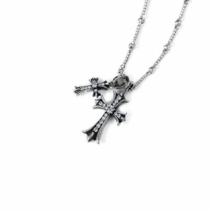 SMALL CROSS AND BABYFAT CHARM NECKLACE WITH DIAMONDS