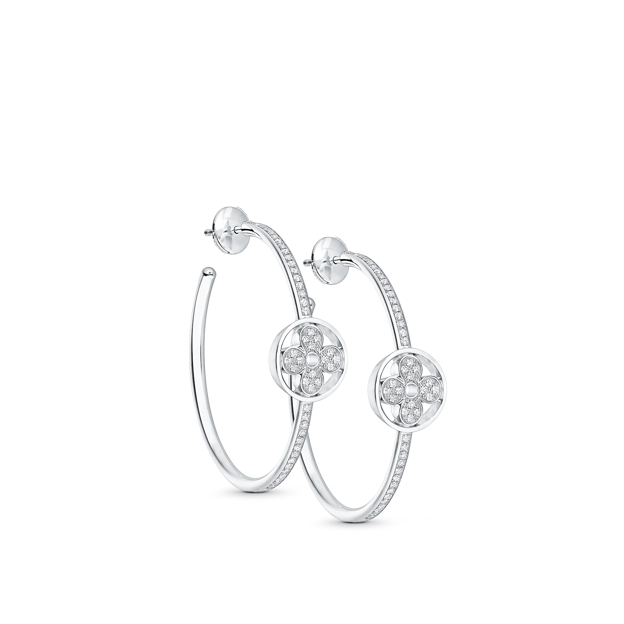 Idylle Blossom Hoops, White Gold And Diamonds