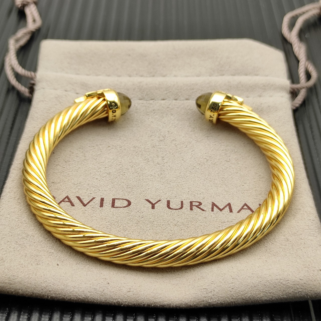 7mm Cable Bracelet with Brown & Diamond Accents