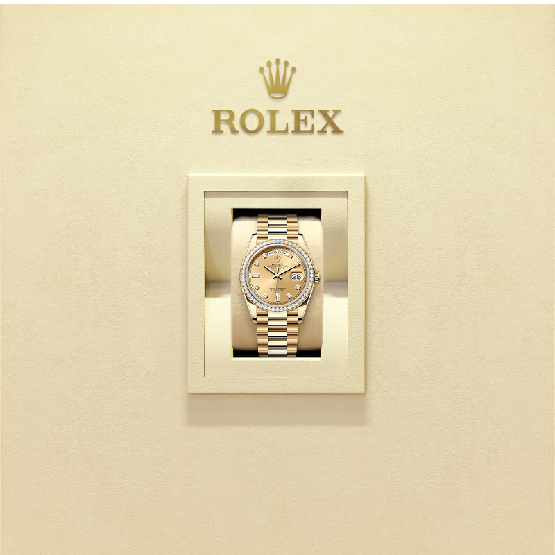 Rothtlex Day-Date 36 Oyster, 36 mm, yellow gold and diamonds Reference m128348rbr-0008