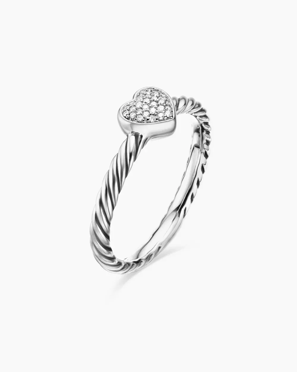 Cable Collectibles® Heart Stack Ring Sterling Silver with Pavé Diamonds