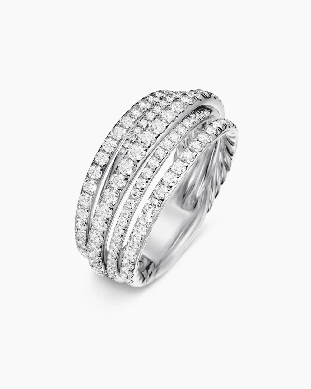 Pavé Crossover Ring 18K White Gold with Diamonds