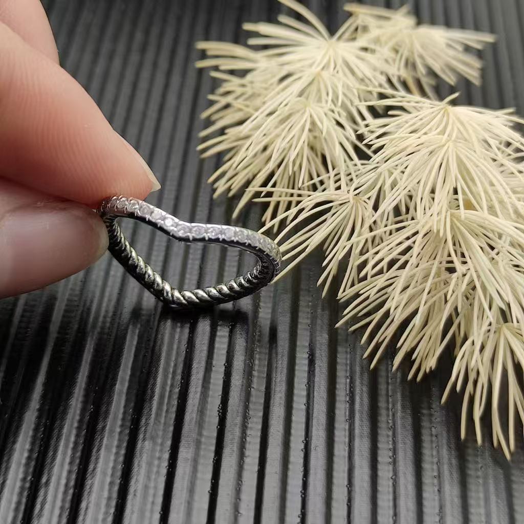 Cable Collectibles® Heart Stack Ring Sterling Silver with Pavé Diamonds