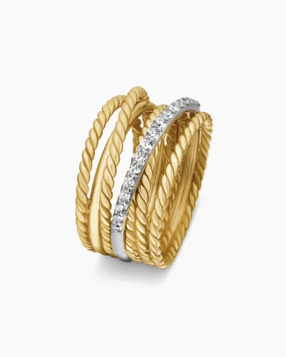 Crossover Ring 18K Yellow Gold with Diamonds