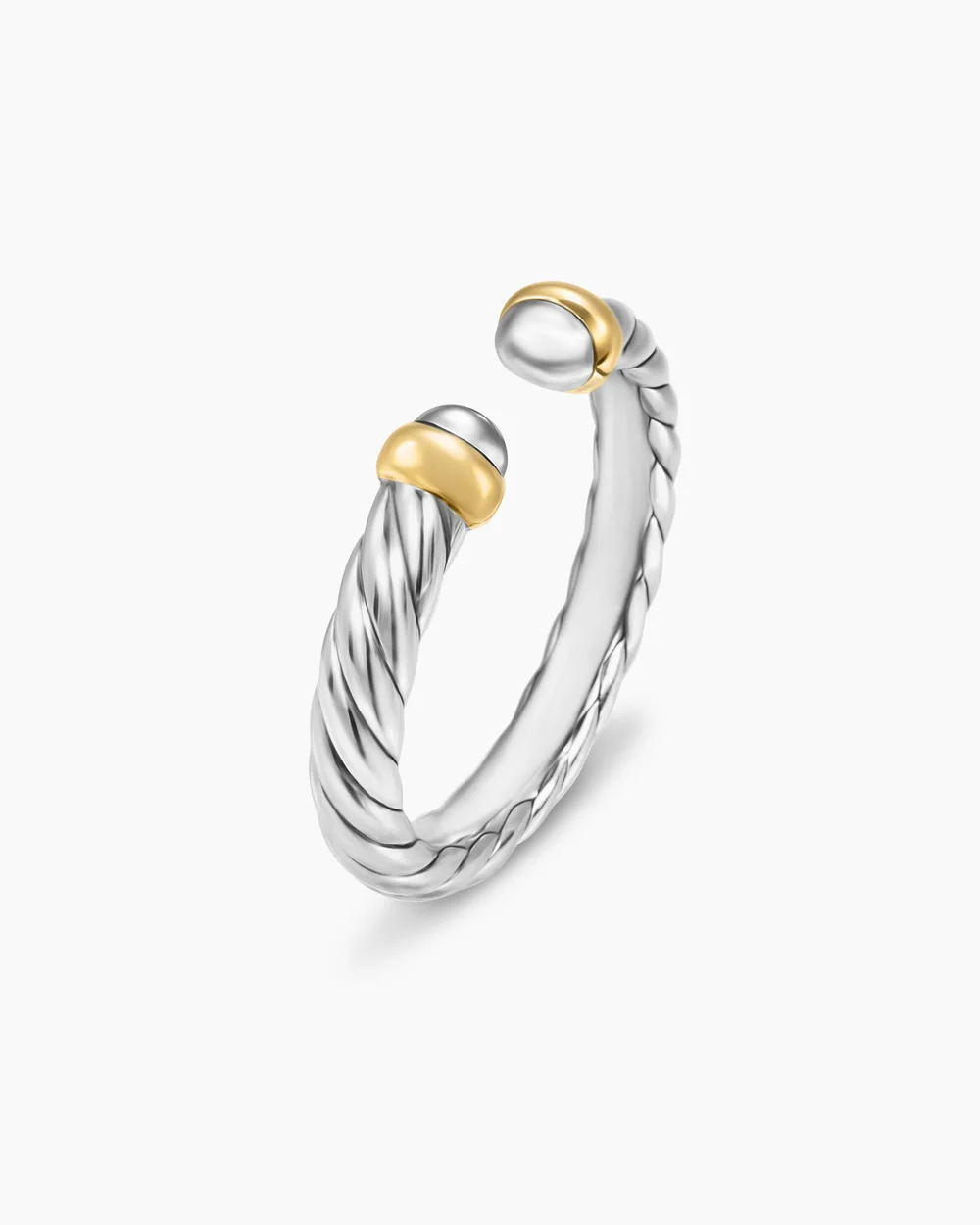 Petite Cable Ring Sterling Silver with 14K Yellow Gold