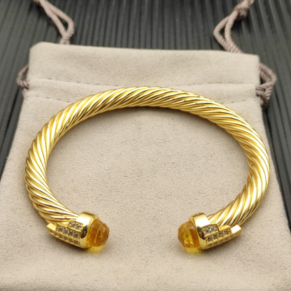 7mm Cable Bracelet with Yellow & Diamond Accents