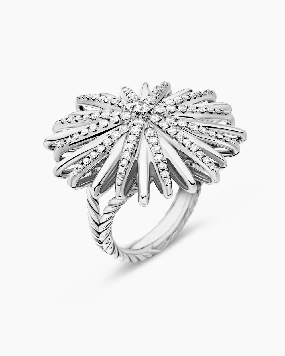 Starburst Ring Sterling Silver with Diamonds