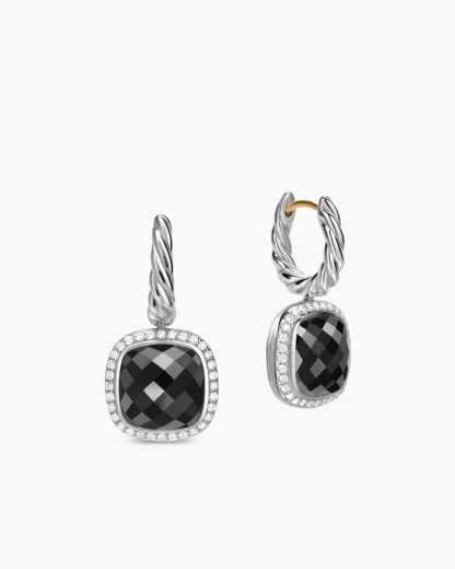 Albion® Drop Earrings Sterling Silver with Black Onyx and Diamonds