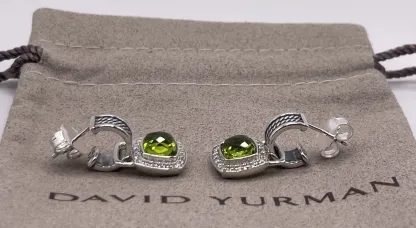 Albion® Drop Earrings Sterling Silver with Green Onyx and Diamonds