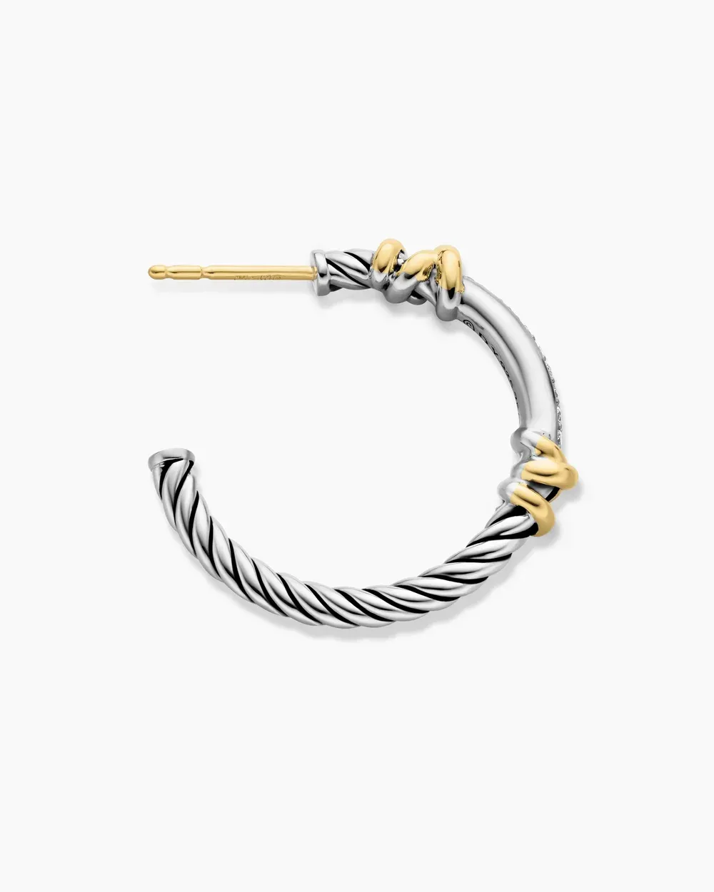 Petite Helena Wrap Hoop Earrings Sterling Silver with 18K Yellow Gold and Diamonds