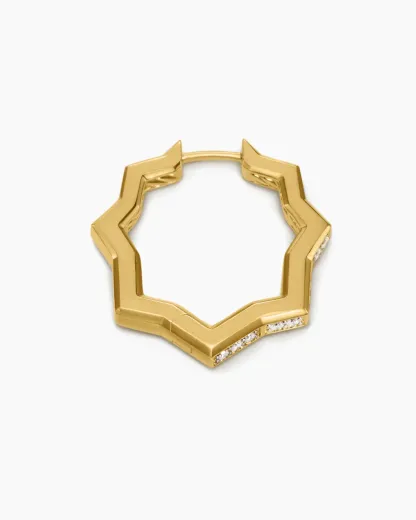 Zig Zag Stax™ Hoop Earrings 18K Yellow Gold with Diamonds