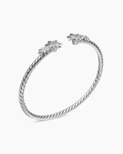 Starburst Cable Bracelet Sterling Silver with Diamonds, 4mm