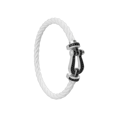 FORCE 10 BRACELET 18K WHITE GOLD AND BLACK DIAMONDS LARGE MODEL