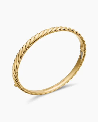 Sculpted Cable Bangle Bracelet 18K Yellow Gold, 6.2mm