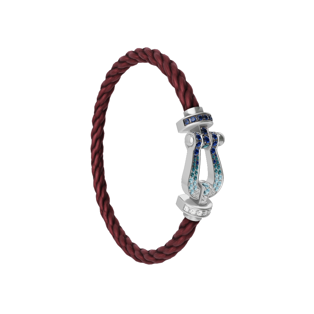 FORCE 10 BRACELET LARGE MODEL 18K WHITE GOLD DIAMOND PAVED AND COLORED STONES