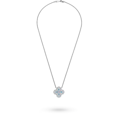 Diamond Loop Full Motif Aquamarine and Diamond Pendant
