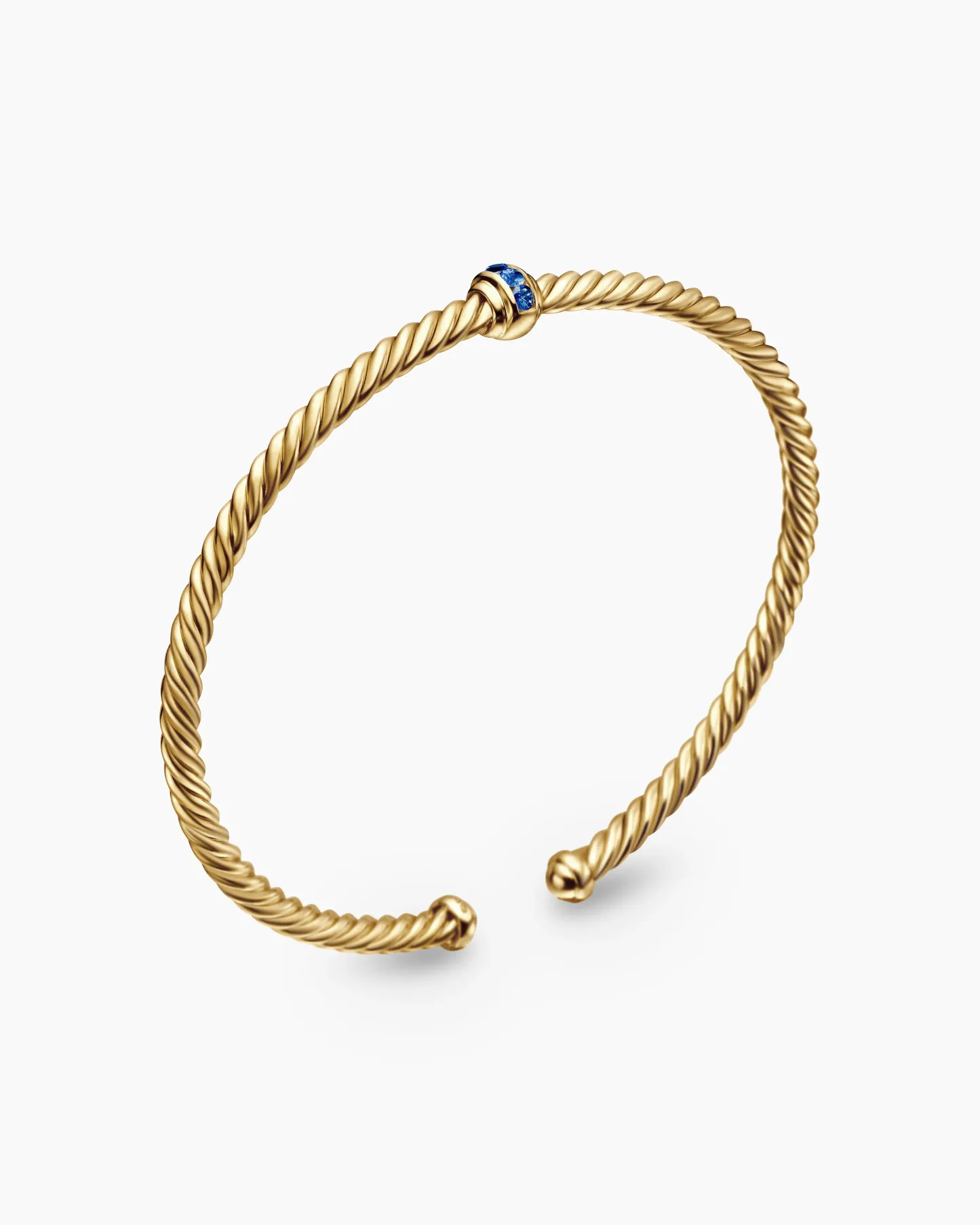 Classic Cablespira® Station Bracelet 18K Yellow Gold with Pavé Blue Sapphires, 3mm