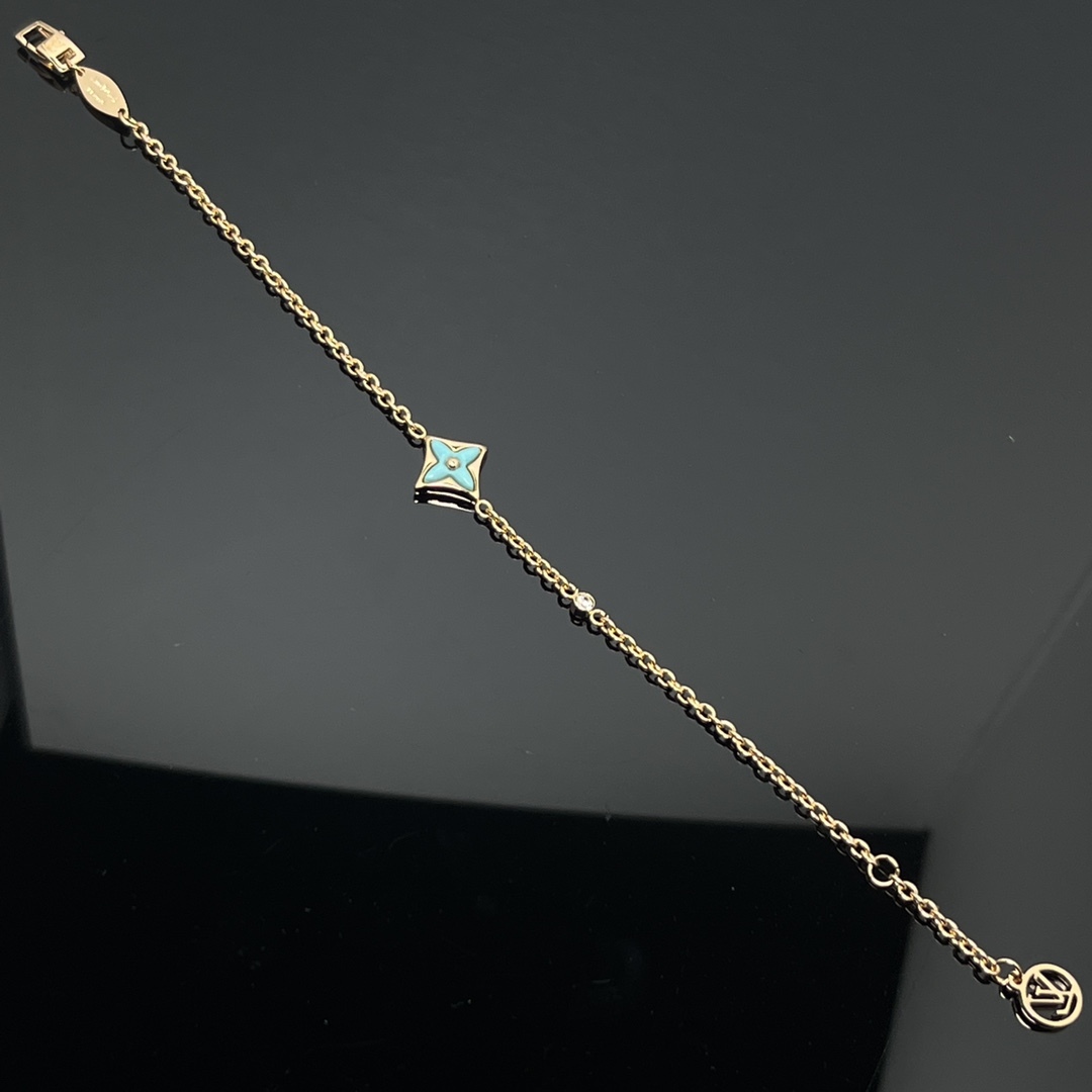 Color Blossom BB Star Bracelet, Yellow Gold, Amazonite and Diamond