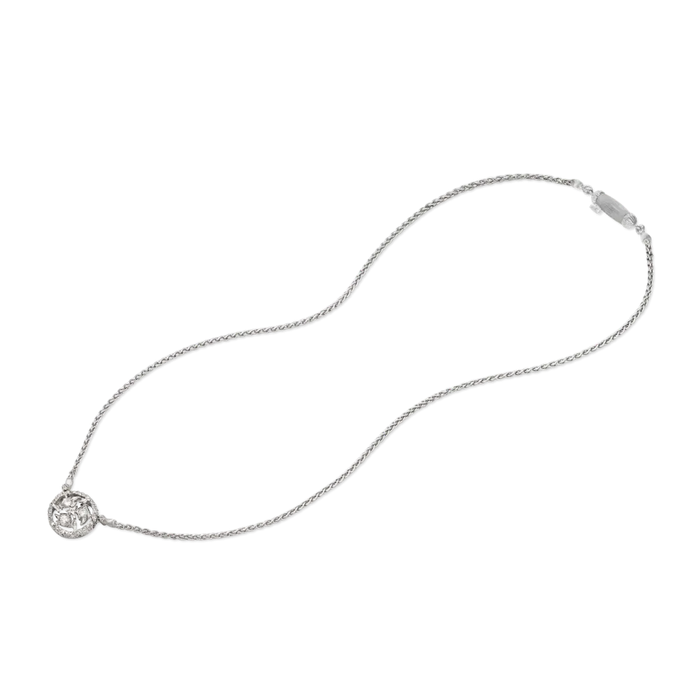 RAMAGE WHITE GOLD PENDANT WITH LEAF-MODELED BORDERS