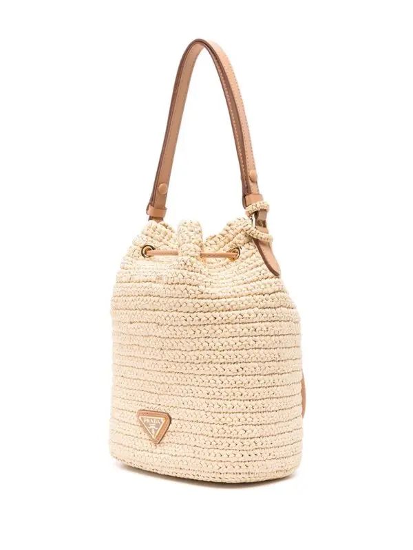 Crochet and Leather Mini-Bucket Bag