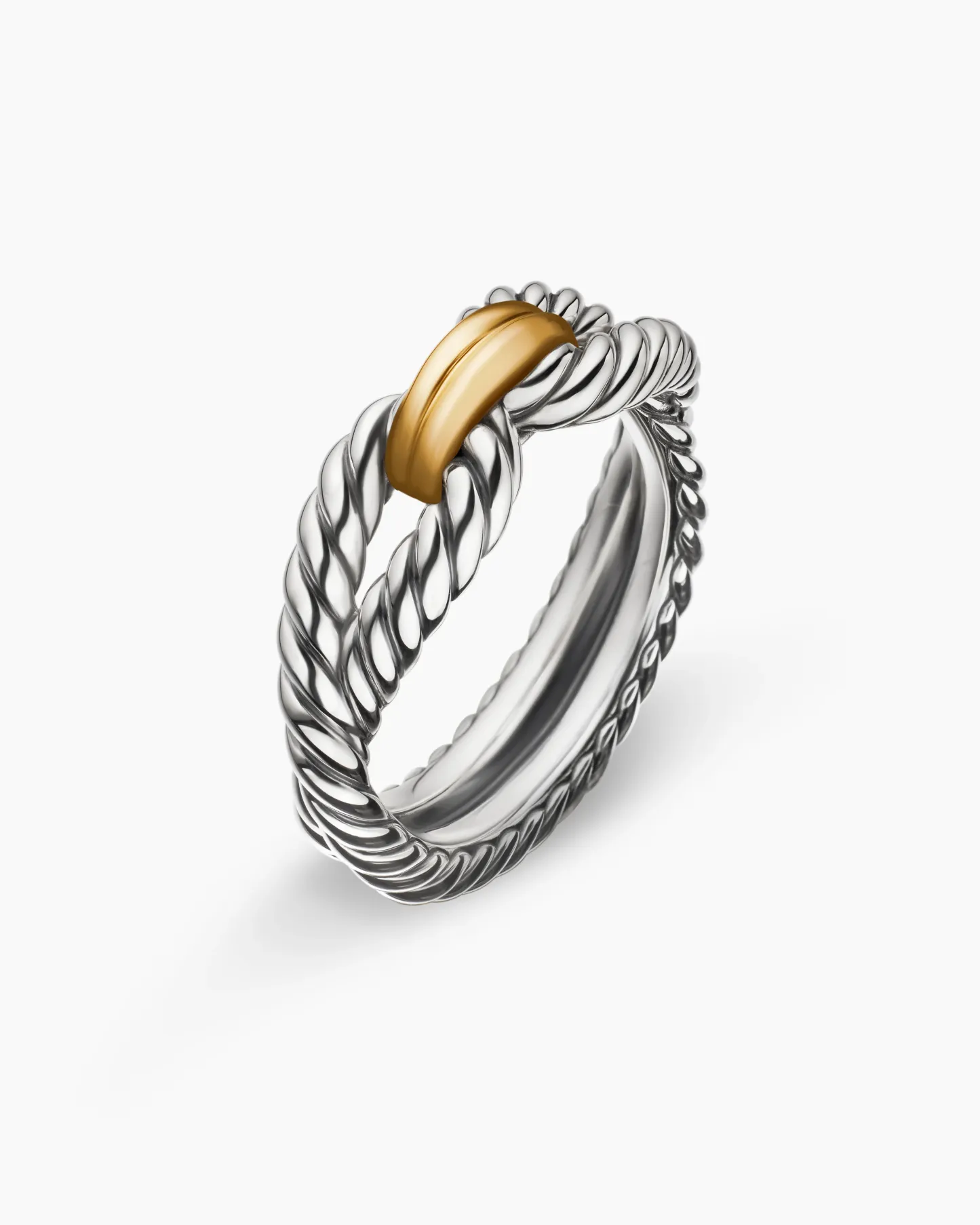 Cable Loop Band Ring Sterling Silver with 18K Yellow Gold