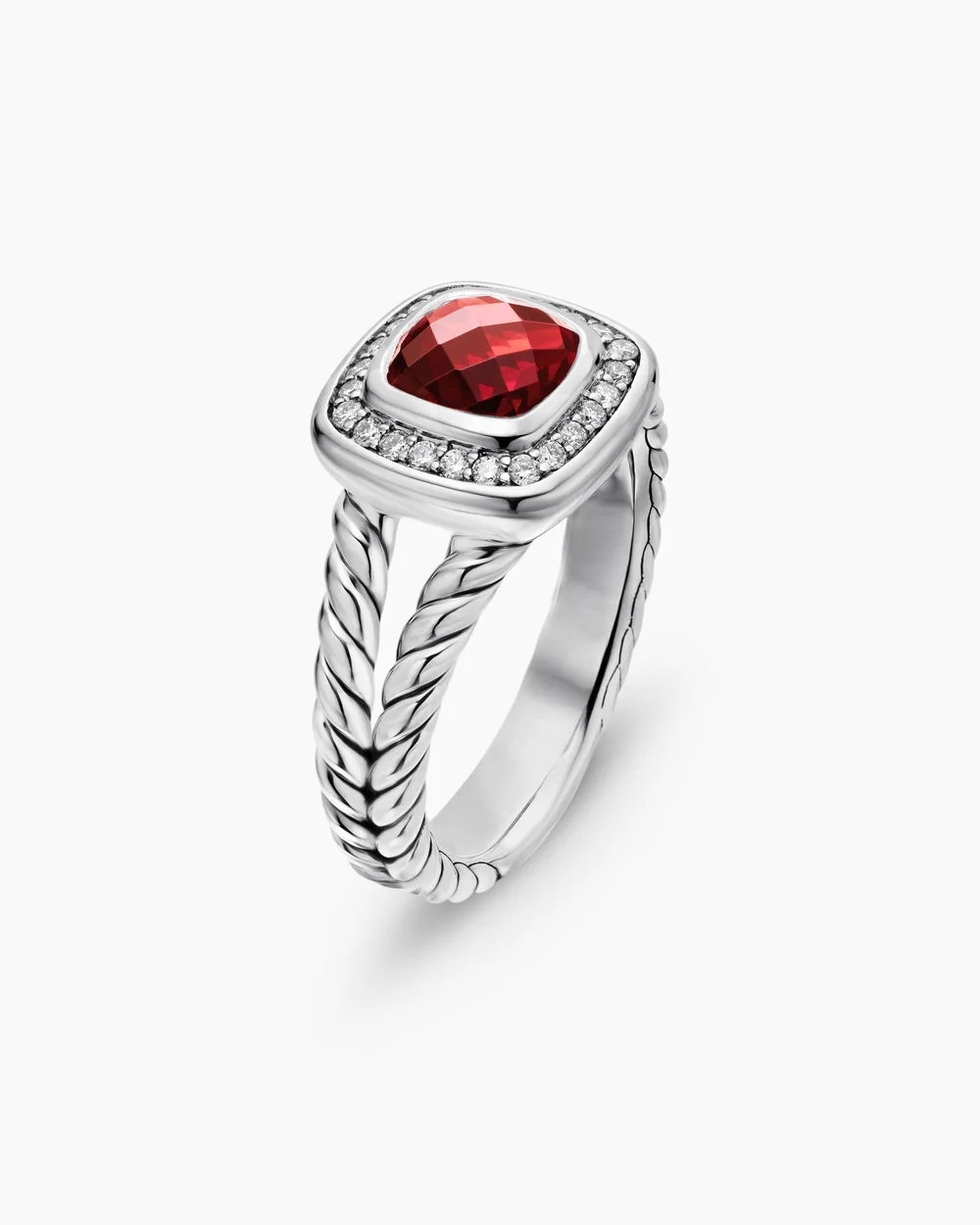 Petite Albion® Ring Sterling Silver with Garnet and Diamonds