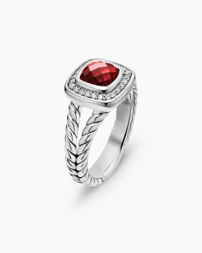 Petite Albion® Ring Sterling Silver with Garnet and Diamonds
