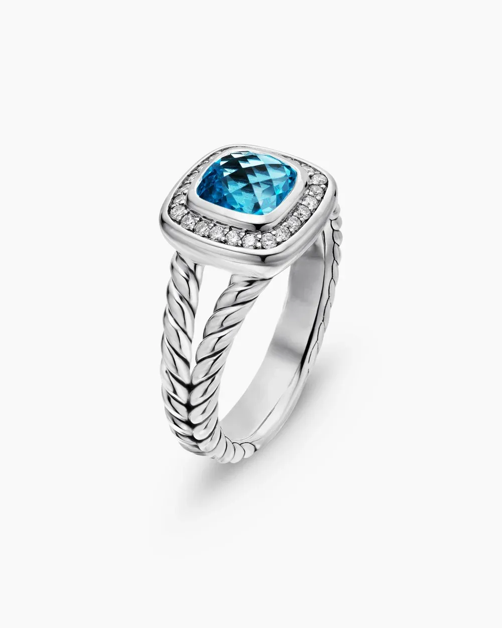 Petite Albion® Ring Sterling Silver with Blue Topaz and Diamonds