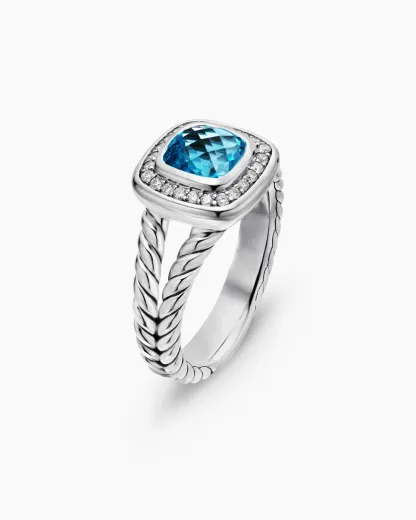 Petite Albion® Ring Sterling Silver with Blue Topaz and Diamonds