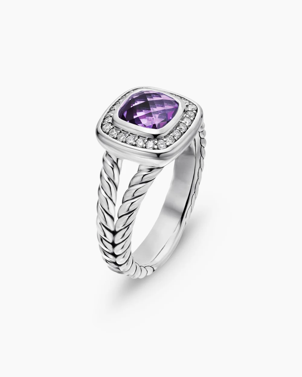 Petite Albion® Ring Sterling Silver with Amethyst and Diamonds
